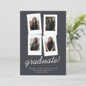 Multi Photo Modern Snapshots Afstuderen Aankondiging (Staand voorkant)