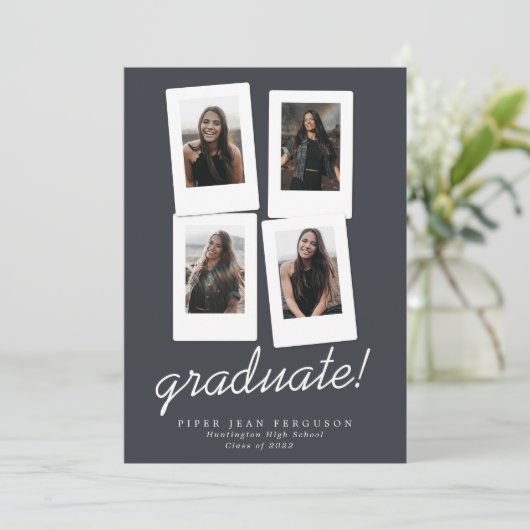 Multi Photo Modern Snapshots Afstuderen Aankondiging (Staand voorkant)