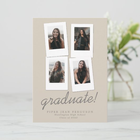 Multi Photo Modern Snapshots Afstuderen Aankondiging (Staand voorkant)