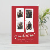 Multi Photo Modern Snapshots Afstuderen Aankondiging (Staand voorkant)