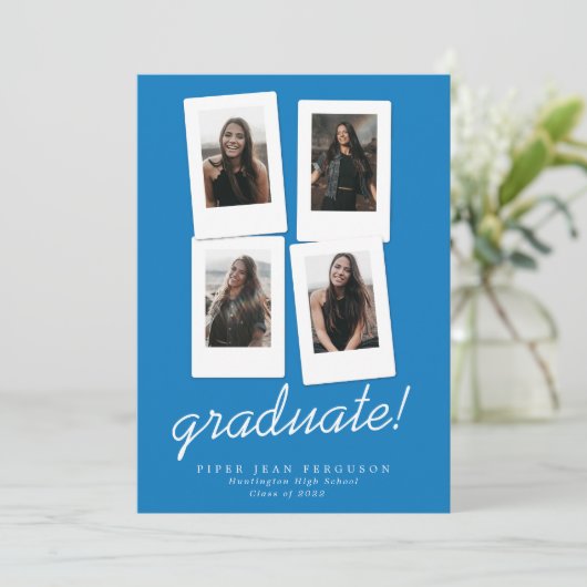 Multi Photo Modern Snapshots Afstuderen Aankondiging (Staand voorkant)