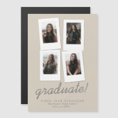 Multi Photo Modern Snapshots Afstuderen Magnetische Uitnodiging (Voorkant / Achterkant)