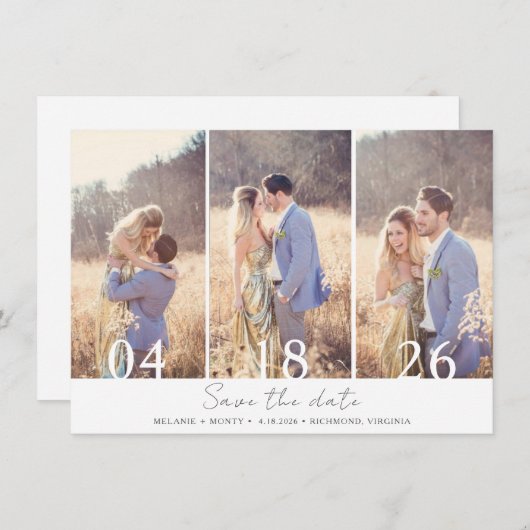 Multi-Photo Modern Wedding Sla de datum op Save The Date (Voorkant / Achterkant)