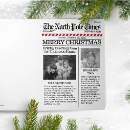 Multi Photo North Pole News Kerstmis Funny Drieluik Wenskaart