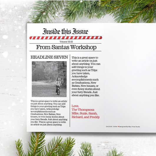 Multi Photo North Pole News Kerstmis Funny Drieluik Wenskaart