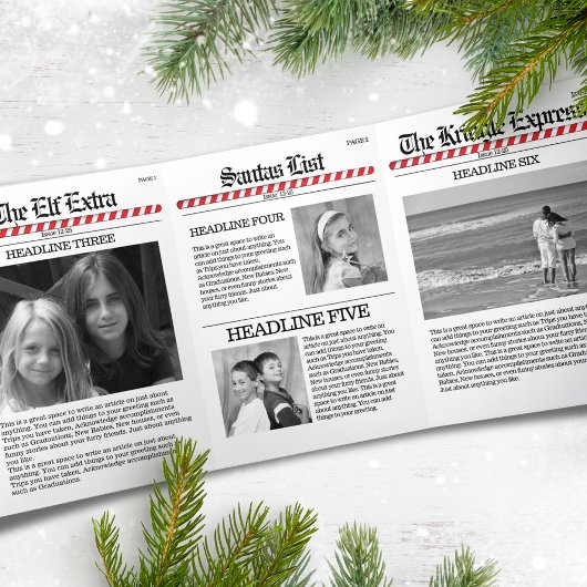 Multi Photo North Pole News Kerstmis Funny Drieluik Wenskaart