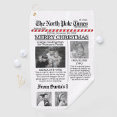Multi Photo North Pole News Kerstmis Merry Golfhanddoek (Insitu)