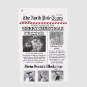 Multi Photo North Pole News Kerstmis Merry Golfhanddoek (Voorkant)