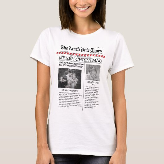Multi Photo North Pole News Kerstmis Merry T-shirt (Voorkant)