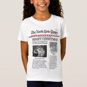 Multi Photo North Pole News Kerstmis Merry T-shirt