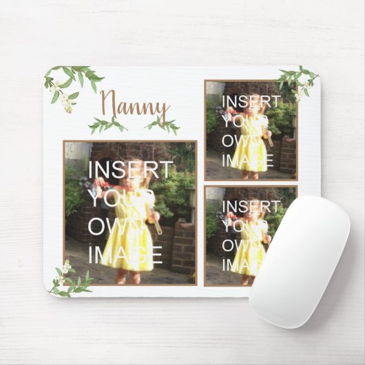 Multi-Photo Personalized Nanny Green Leaves Muismat (Met muis)