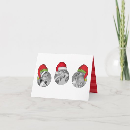 Multi Photo Santa Claus Elf-kerstkaart Feestdagen Kaart (Voorkant)
