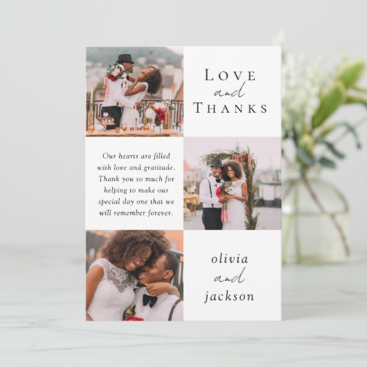 Multi Photo Script Liefde en Bedankt Trouwfoto (Staand voorkant)