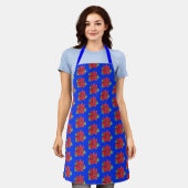 Multi-Poinsettia - Festive Apron - Blauw Schort (Gedragen)