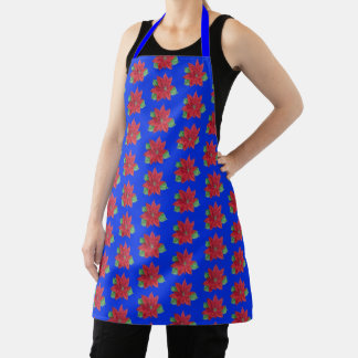 Multi-Poinsettia - Festive Apron - Blauw Schort
