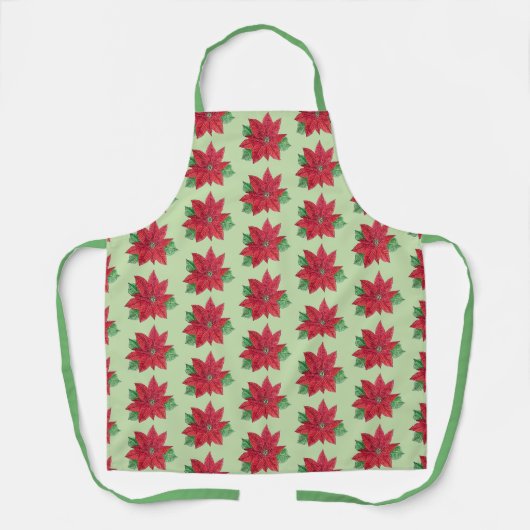 Multi-Poinsettia - Festive Apron - Mint Schort (Voorkant)