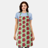 Multi-Poinsettia - Festive Apron - Mint Schort (Gedragen)
