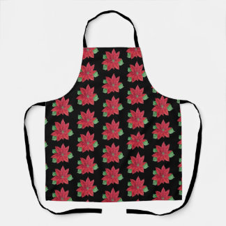 Multi-Poinsettia - Festive Apron - Zwart Schort