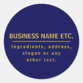 Multi-Purpose Navy Blue & Gold Ronde Sticker (Voorkant)