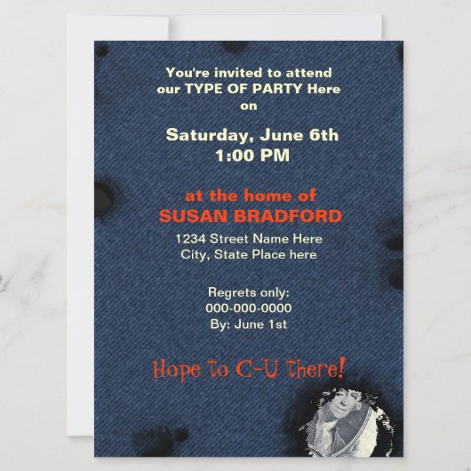 Multi-Purpose Product Party Invitation-Humor Kaart (Achterkant)