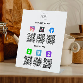 Multi QR Code Business Reclamebord Met Voetstuk