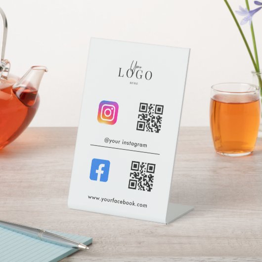 Multi QR Code Business Social Media Sign Reclamebord Met Voetstuk (Insitu)