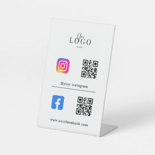 Multi QR Code Business Social Media Sign Reclamebord Met Voetstuk