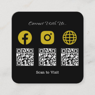Multi QR Code Modern Social Media Sign Vierkante Visitekaartje