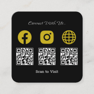 Multi QR Code Modern Social Media Sign Vierkante Visitekaartje
