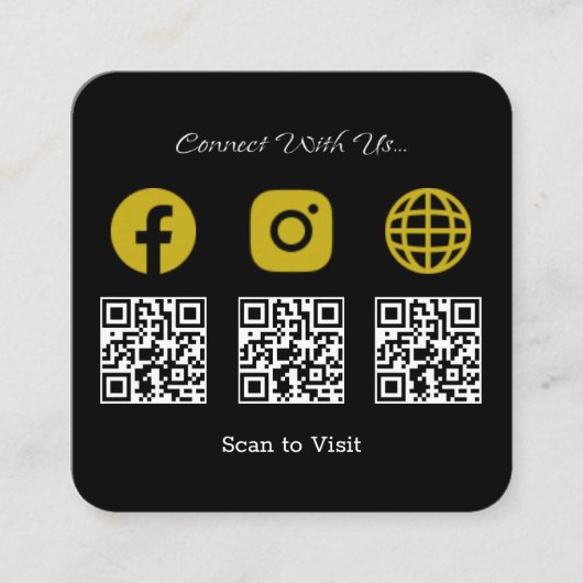 Multi QR Code Modern Social Media Sign Vierkante Visitekaartje (Voorkant)