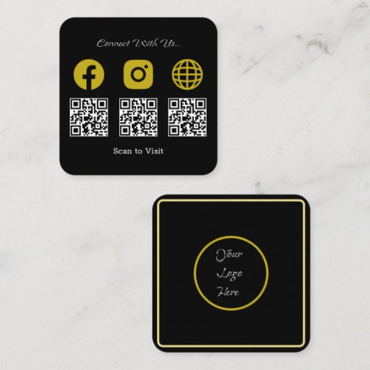 Multi QR Code Modern Social Media Sign Vierkante Visitekaartje (Voorkant / Achterkant)