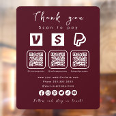 Multi QR Code Paypal Venmo Cash App Bourgogne Raamsticker (Vel 2)