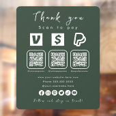 Multi QR Code Paypal Venmo Cash App Forest Groen Raamsticker (Vel 2)