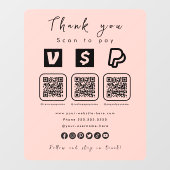 Multi QR Code Paypal Venmo Cash App Modern Roze Raamsticker (Vel)