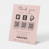 Multi QR Code Paypal Venmo Cash App Modern Roze Reclamebord Met Voetstuk (Voorkant)