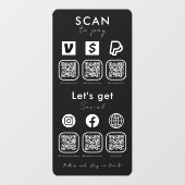Multi QR Code Scan te betalen Connect met ons Zwar Raamsticker (Vel)