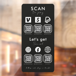 Multi QR Code Scan te betalen Connect met ons Zwar Raamsticker