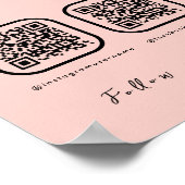 Multi QR Code Scan te betalen Social Media Blush R Poster (Hoek)