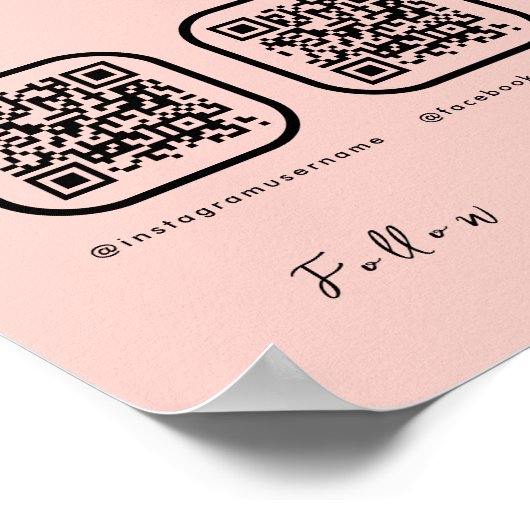 Multi QR Code Scan te betalen Social Media Blush R Poster (Hoek)
