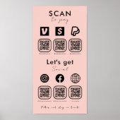 Multi QR Code Scan te betalen Social Media Blush R Poster (Voorkant)