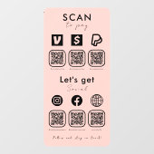 Multi QR Code Scan te betalen Social Media Blush R Raamsticker (Vel)