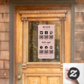 Multi QR Code Scan te betalen Social Media Blush R Raamsticker (Huis Deur)