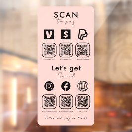 Multi QR Code Scan te betalen Social Media Blush R Raamsticker