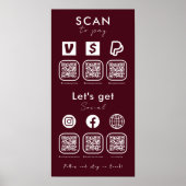 Multi QR Code Scan te betalen Social Media Bourgon Poster (Voorkant)