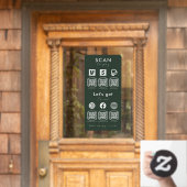 Multi QR Code Scan te betalen Social Media Donker Raamsticker (Huis Deur)