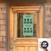 Multi QR Code Scan te betalen Social Media Mint Gr Raamsticker (Huis Deur)