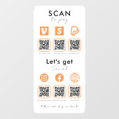 Multi QR Code Scan te betalen Verbind met ons Sina Raamsticker (Vel)