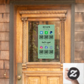 Multi QR Code Social Media Scan te betalen Mint Gr Raamsticker (Huis Deur)