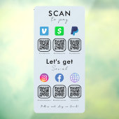 Multi QR Code Social Media Scan te betalen Zachte Raamsticker (Vel 3)