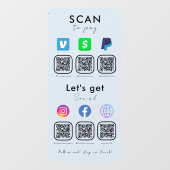 Multi QR Code Social Media Scan te betalen Zachte Raamsticker (Vel)